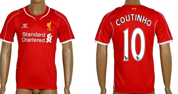 2014/15 Liverpool FC #10 Coutinho Home Soccer AAA+ T-Shirt