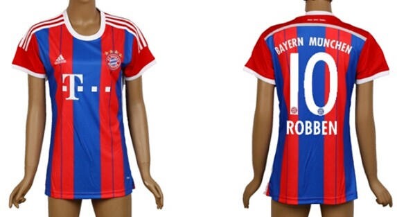 2014/15 Bayern Munchen #10 Robben Home Soccer AAA+ T-Shirt_Womens