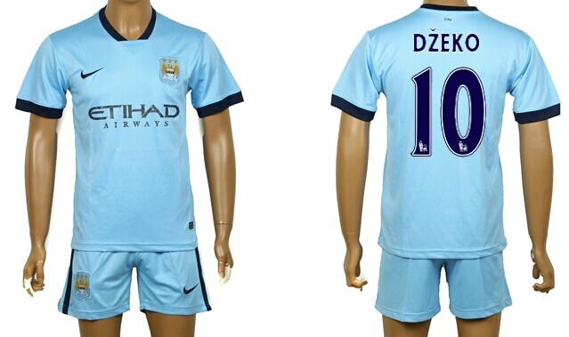 2014/15 Manchester City #10 Dzeko Home Soccer Shirt Kit