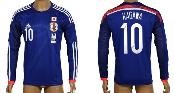 2014 World Cup Japan #10 Kagawa Home Soccer Long Sleeve AAA+ T-Shirt