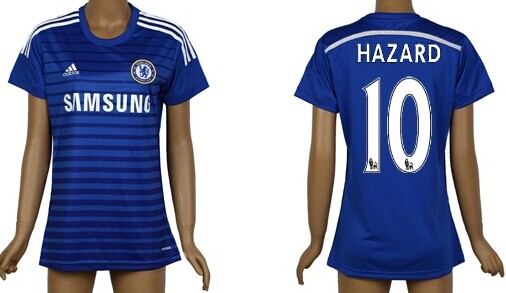 2014/15 Chelsea FC #10 Hazard Home Soccer AAA+ T-Shirt_Womens
