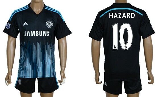 2014/15 Chelsea FC #10 Hazard Away Black Soccer Shirt Kit