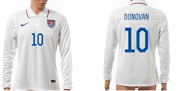 2014 World Cup USA #10 Donovan Home Soccer Long Sleeve AAA+ T-Shirt