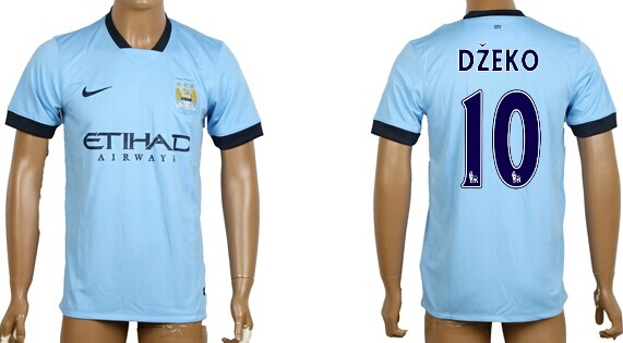 2014/15 Manchester City #10 Dzeko Home Soccer AAA+ T-Shirt