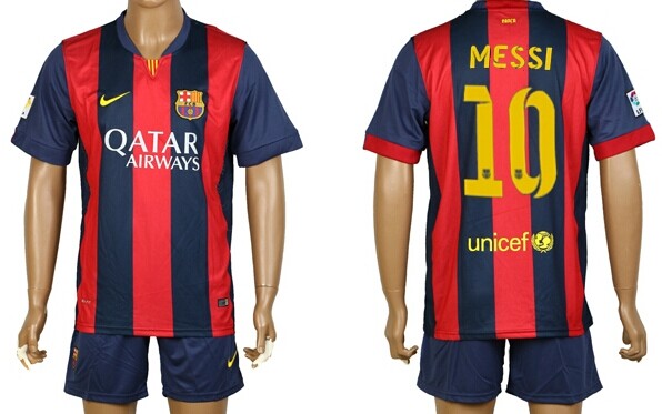 2014/15 FC Bacelona #10 Messi Home Soccer Shirt Kit