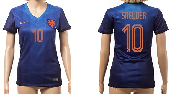 2014 World Cup Holland #10 Sneijder Away Soccer AAA+ T-Shirt_Womens