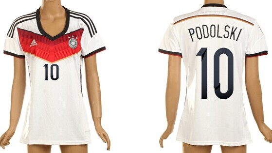 2014 World Cup Germany #10 Podolski Home Soccer AAA+ T-Shirt_Womens