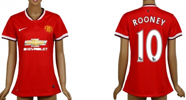 2014/15 Manchester United #10 Rooney Home Soccer AAA+ T-Shirt_Womens