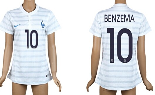2014 World Cup France #10 Benzema Away Soccer AAA+ T-Shirt_Womens