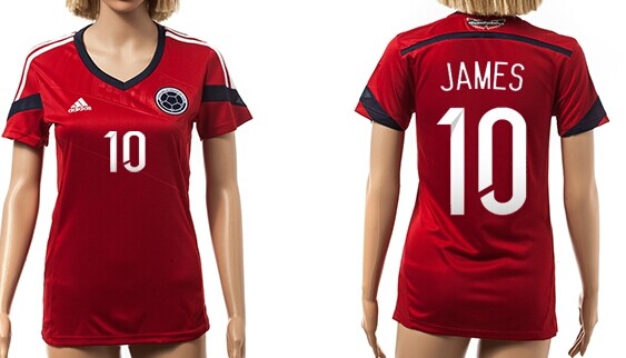 2014 World Cup Columbia #10 James Away Soccer AAA+ T-Shirt_Womens