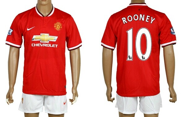 2014/15 Manchester United #10 Rooney Home Soccer Shirt Kit