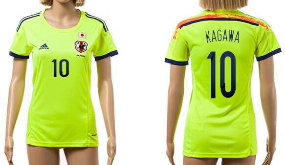 2014 World Cup Japan #10 Kagawa Away Soccer AAA+ T-Shirt_Womens
