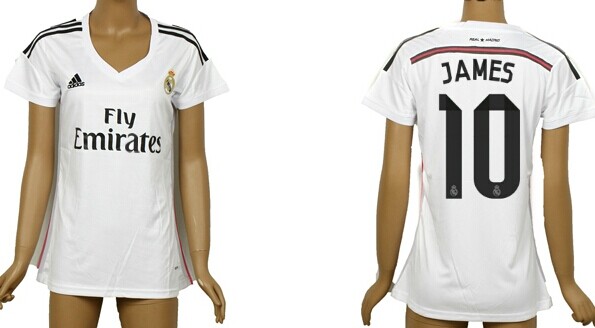 2014/15 Real Madrid #10 James Home Soccer AAA+ T-Shirt_Womens