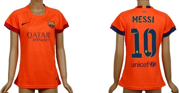 2014/15 FC Bacelona #10 Messi Away Soccer AAA+ T-Shirt_Womens