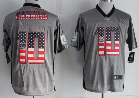 Nike New York Giants #10 Eli Manning 2014 USA Flag Fashion Gray Elite Jersey