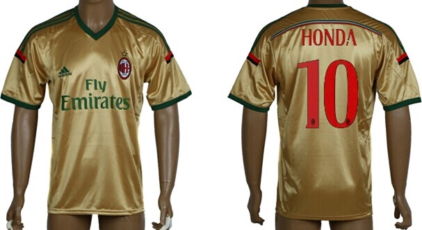 2014/15 AC Milan #10 Honda Away Gold Soccer AAA+ T-Shirt