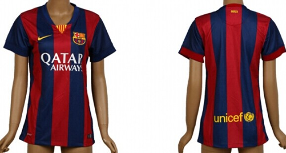 2014/15 FC Bacelona Blank (or Custom) Home Soccer AAA+ T-Shirt_Womens