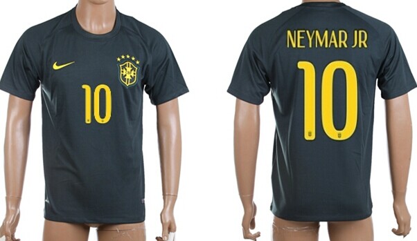 2014 World Cup Brazil #10 Neymar Jr Second Away Black Soccer AAA+ T-Shirt