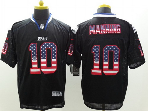 Nike New York Giants #10 Eli Manning 2014 USA Flag Fashion Black Elite Jersey