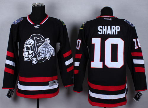 Chicago Blackhawks #10 Patrick Sharp 2014 Stadium Series Black With Black Skulls Jersey
