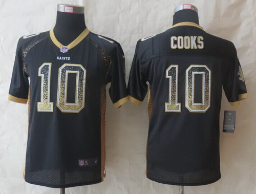 Nike New Orleans Saints #10 Brandin Cooks 2013 Drift Fashion Black Kids Jersey