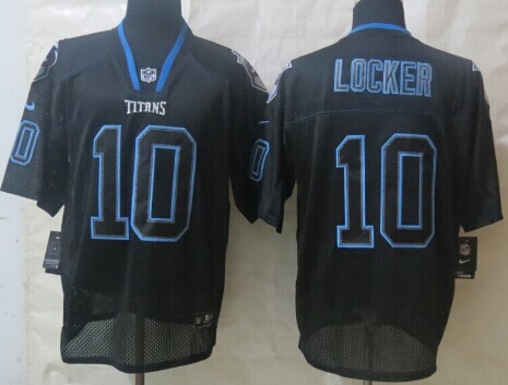 Nike Tennessee Titans #10 Jake Locker Lights Out Black Elite Jersey