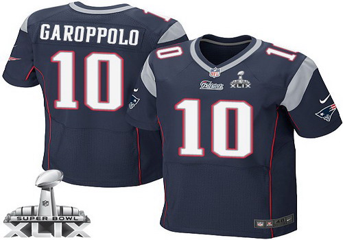 Nike New England Patriots #10 Jimmy Garoppolo 2015 Super Bowl XLIX Blue Elite Jersey