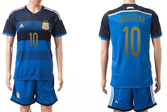 2014 World Cup Argentina #10 Maradona Away Soccer Shirt Kit