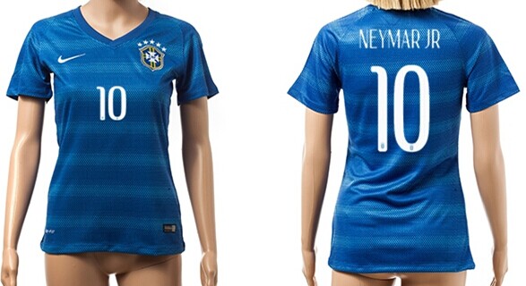 2014 World Cup Brazil #10 Neymar Jr Away Soccer AAA+ T-Shirt_Womens