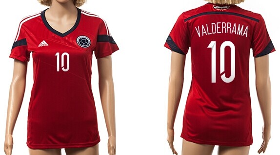 2014 World Cup Columbia #10 Valderrama Away Soccer AAA+ T-Shirt_Womens