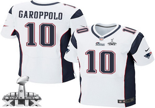 Nike New England Patriots #10 Jimmy Garoppolo 2015 Super Bowl XLIX White Elite Jersey