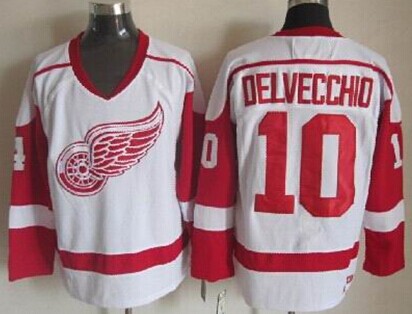 Detroit Red Wings #10 Alex Delvecchio White Throwback CCM Jersey