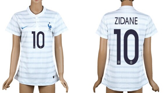 2014 World Cup France #10 Zidane Away Soccer AAA+ T-Shirt_Womens