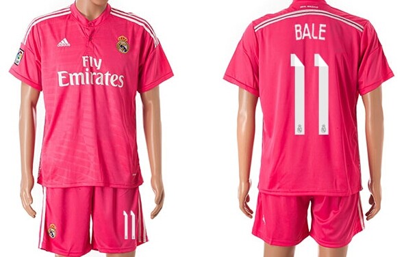 2014/15 Real Madrid #11 Bale Away Pink Soccer Shirt Kit