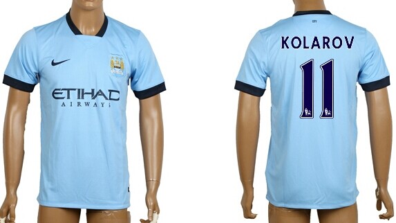 2014/15 Manchester City #11 Kolarov Home Soccer AAA+ T-Shirt