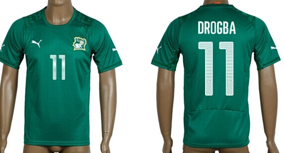 2014 World Cup Cote d'Ivoire #11 Drogba Away Soccer AAA+ T-Shirt