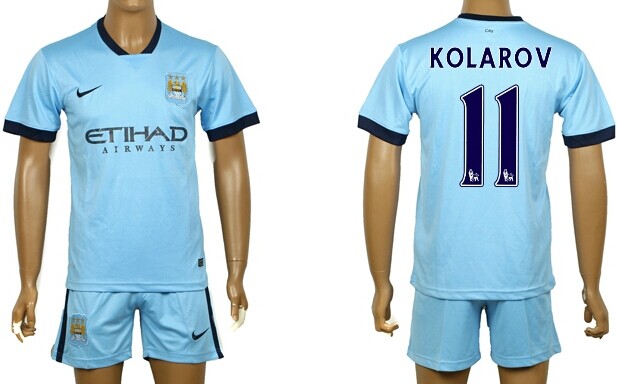 2014/15 Manchester City #11 Kolarov Home Soccer Shirt Kit