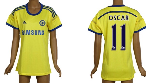 2014/15 Chelsea FC #11 Oscar Away Yellow Soccer AAA+ T-Shirt_Womens