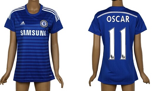 2014/15 Chelsea FC #11 Oscar Home Soccer AAA+ T-Shirt_Womens