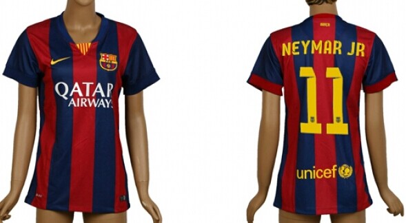 2014/15 FC Bacelona #11 Neymar Jr Home Soccer AAA+ T-Shirt_Womens
