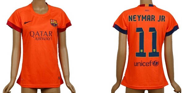 2014/15 FC Bacelona #11 Neymar Jr Away Soccer AAA+ T-Shirt_Womens