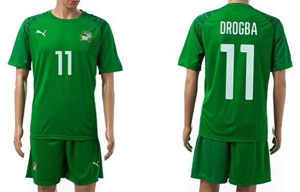 2014 World Cup Cote d'Ivoire #11 Drogba Away Soccer Shirt Kit