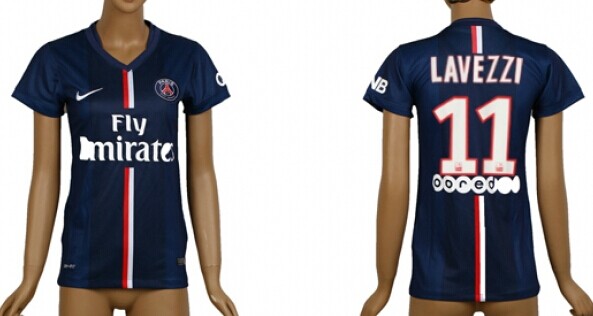 2014/15 Paris Saint-Germain #11 Lavezzi Home Soccer AAA+ T-Shirt_Womens