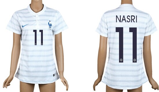 2014 World Cup France #11 Nasri Away Soccer AAA+ T-Shirt_Womens