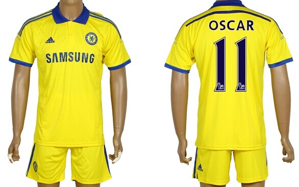 2014/15 Chelsea FC #11 Oscar Away Yellow Soccer Shirt Kit