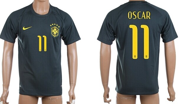 2014 World Cup Brazil #11 Oscar Second Away Black Soccer AAA+ T-Shirt
