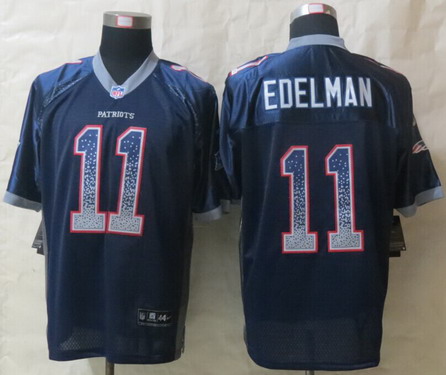 Nike New England Patriots #11 Julian Edelman 2013 Drift Fashion Blue Elite Jersey
