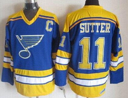 St. Louis Blues #11 Brian Sutter Blue Throwback CCM Jersey