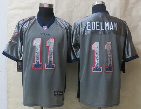 Nike New England Patriots #11 Julian Edelman 2013 Drift Fashion Gray Elite Jersey