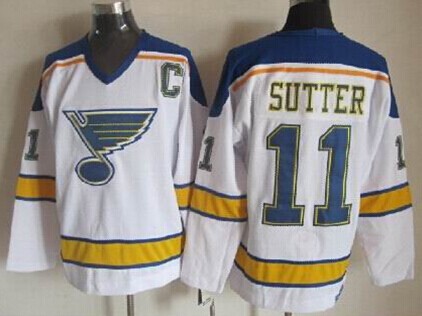 St. Louis Blues #11 Brian Sutter White Throwback CCM Jersey